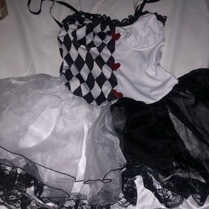 black & white tutu dress super cute clown w tights